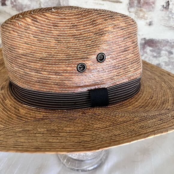 Palm Leaf Straw Bolero Cowboy Hat with Brown Ribbon Coastal Cowgirl Straw Hat - Picture 3 of 6